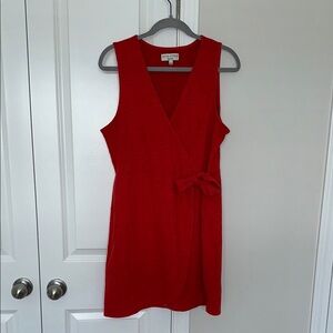 Madewell Red V-Neck Sleeveless Wrap Mini Dress